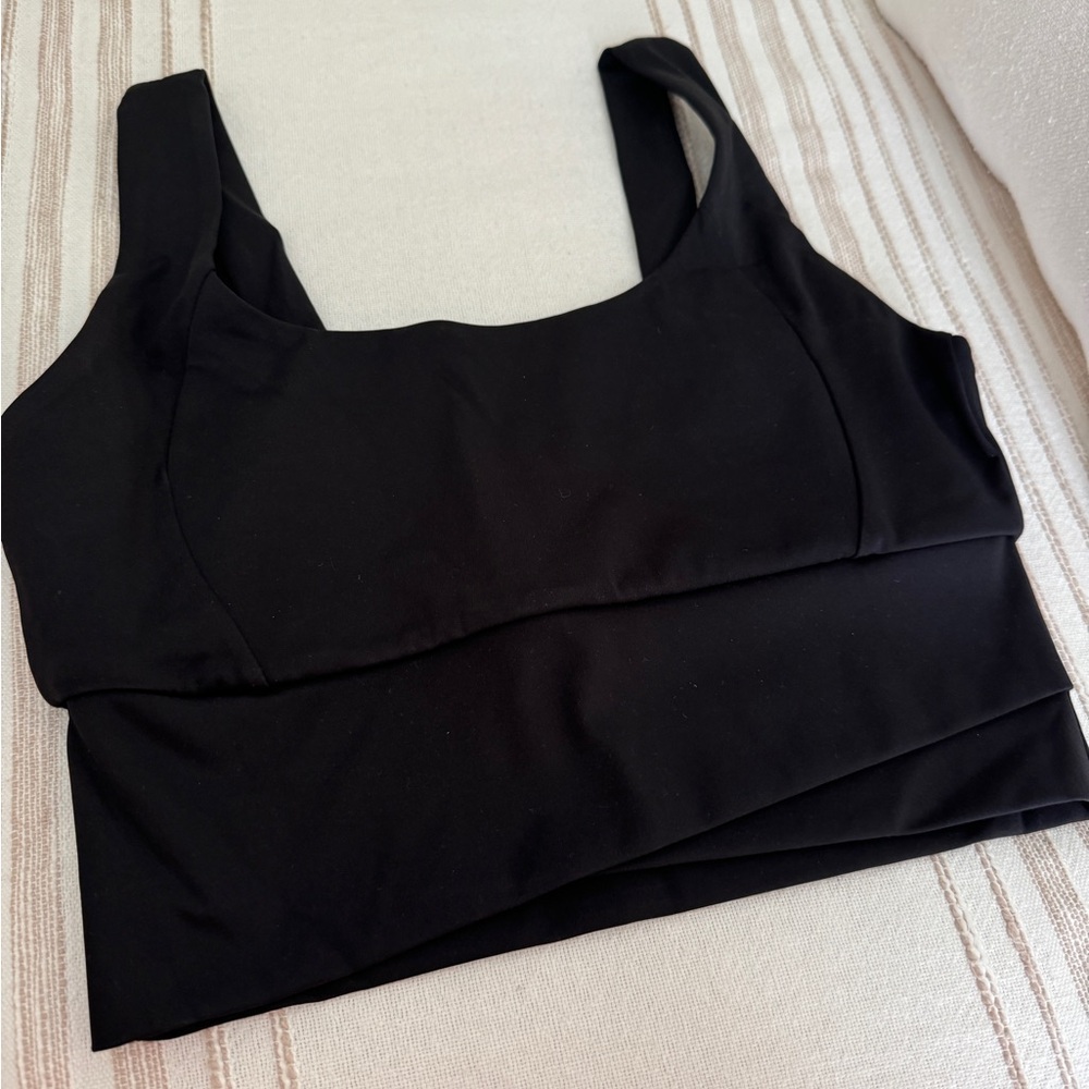 Black Sports Bra with Asymmetrical Waist Detail